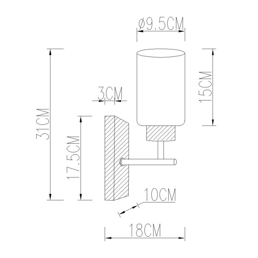 Globo - Lampă de perete 1xE27/60W/230V stejar/alb