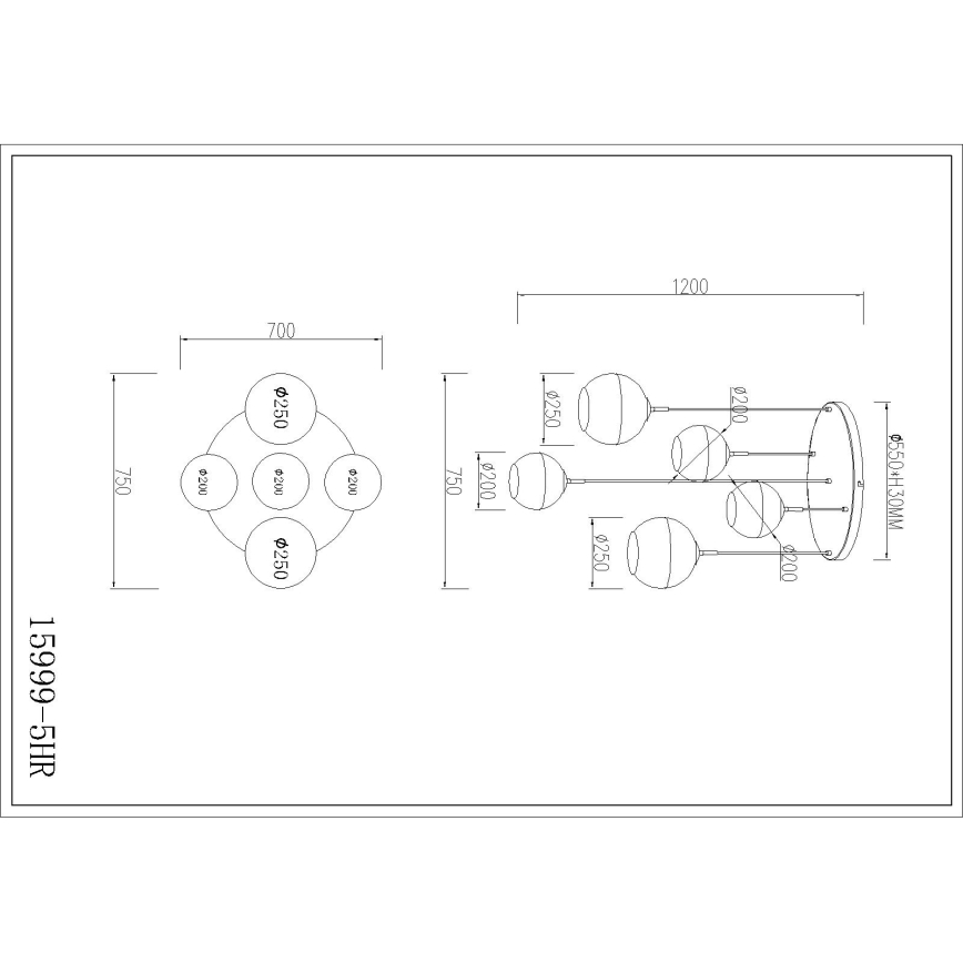 Globo - Candelabru suspendat pe cablu 5xE27/60W/230V