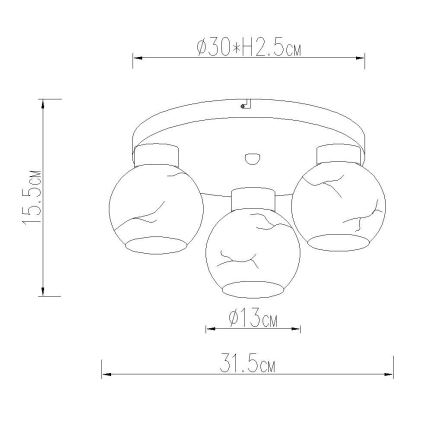 Globo - Plafonieră 3xE27/60W/230V Ø 31,5 cm