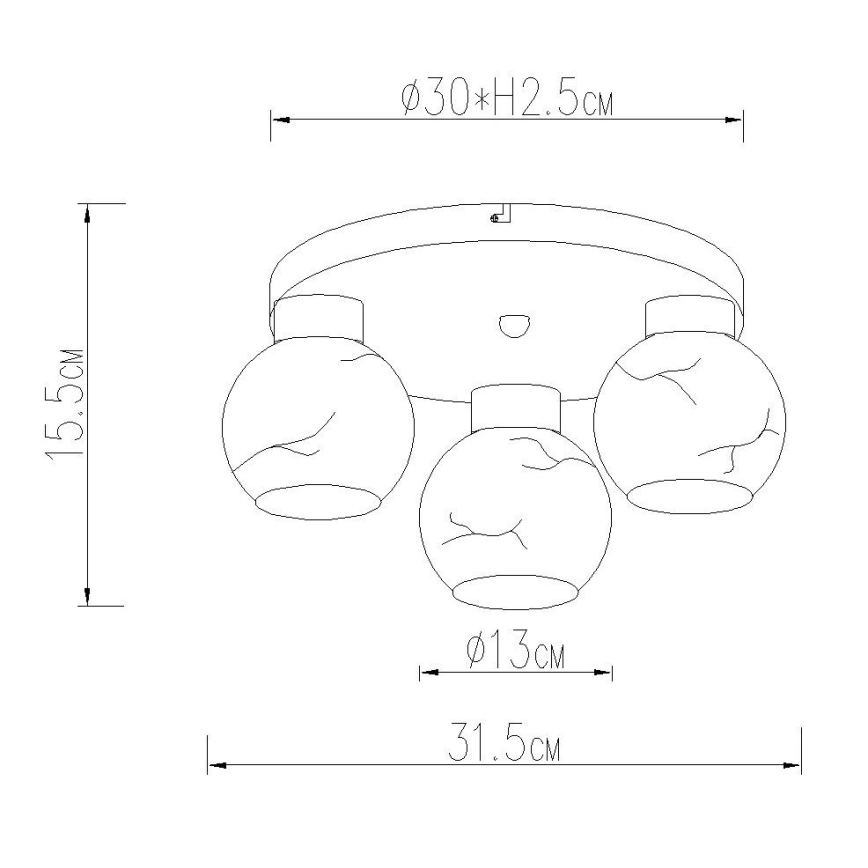 Globo - Plafonieră 3xE27/60W/230V Ø 31,5 cm