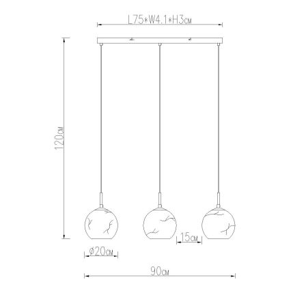 Globo - Lustru suspendat pe cablu 3xE27/60W/230V