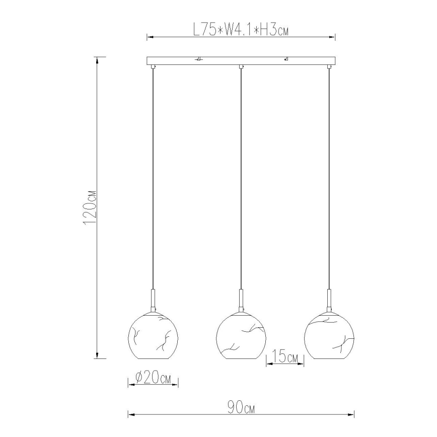 Globo - Lustru suspendat pe cablu 3xE27/60W/230V