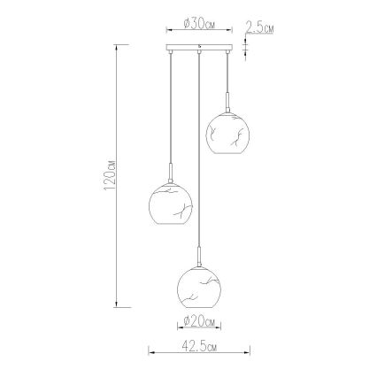 Globo - Lustră suspendată pe cablu 3xE27/60W/230V Ø 42,5 cm