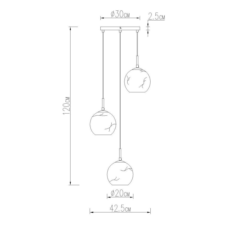 Globo - Lustră suspendată pe cablu 3xE27/60W/230V Ø 42,5 cm