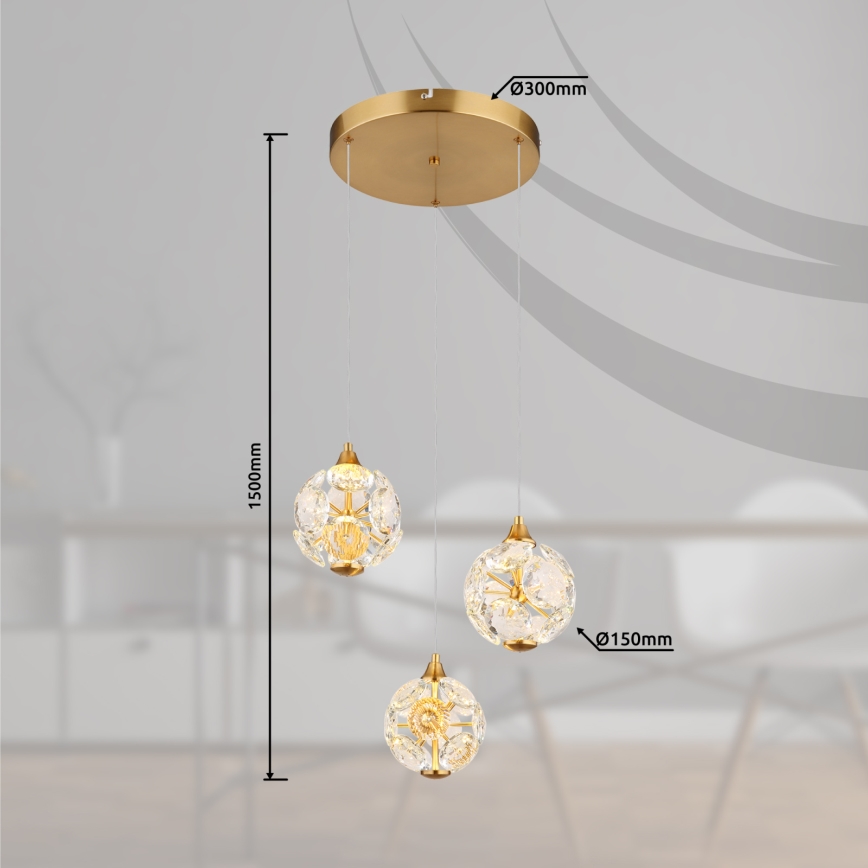 Globo - Lustră LED pe cablu LED/24W/230V 3000K aurie