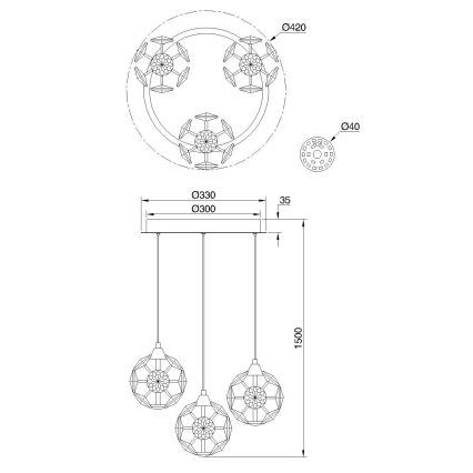 Globo - Candelabru LED suspendat pe cablu LED/24W/230V