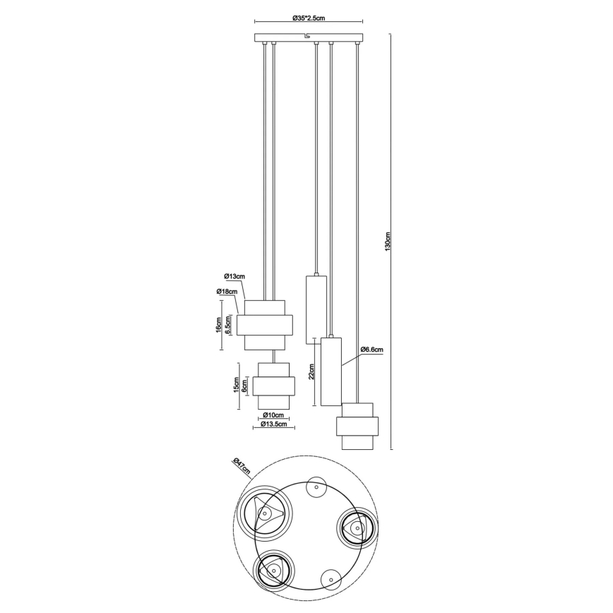 Globo - Lustru suspendat pe cablu 3xE27/40W/230V + 2xGU10/10W