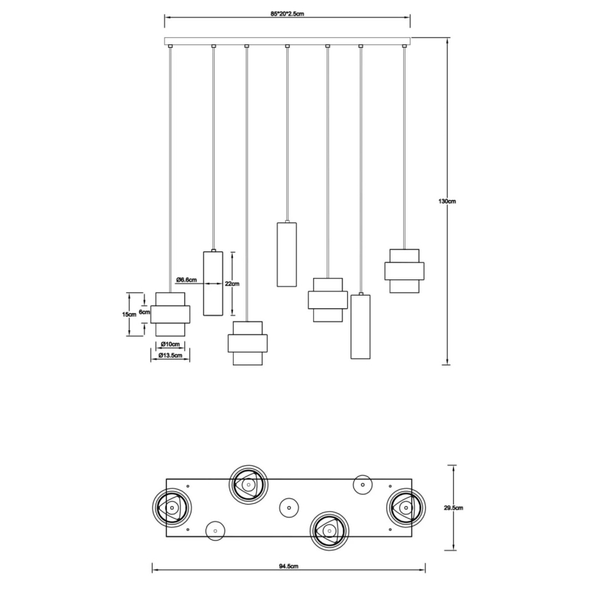 Globo - Lustră suspendată pe cablu 4xE27/40W/230V + 3xGU10/10W