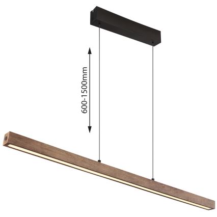 Globo - Lustru LED cu reglare tactilă, suspendat pe cablu LED/24W/230V + LED/3W 3000K, maro