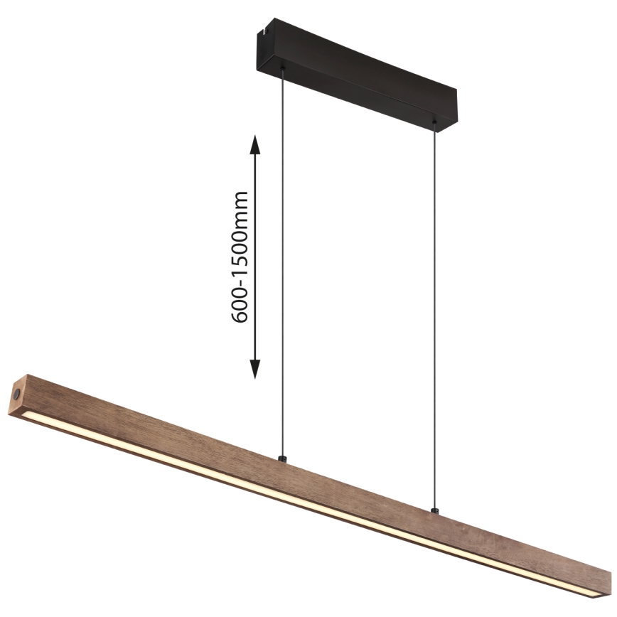 Globo - Lustru LED cu reglare tactilă, suspendat pe cablu LED/24W/230V + LED/3W 3000K, maro