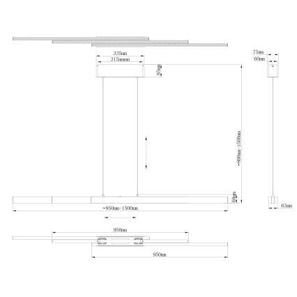 Globo - Lustru LED dimabil cu control tactil pe cablu LED/39W/230V 2700/4000/6000K alamă