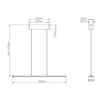 Globo - Pendul LED dimerizabil prin atingere pe cablu LED/20W/230V 3000/4000/6500K