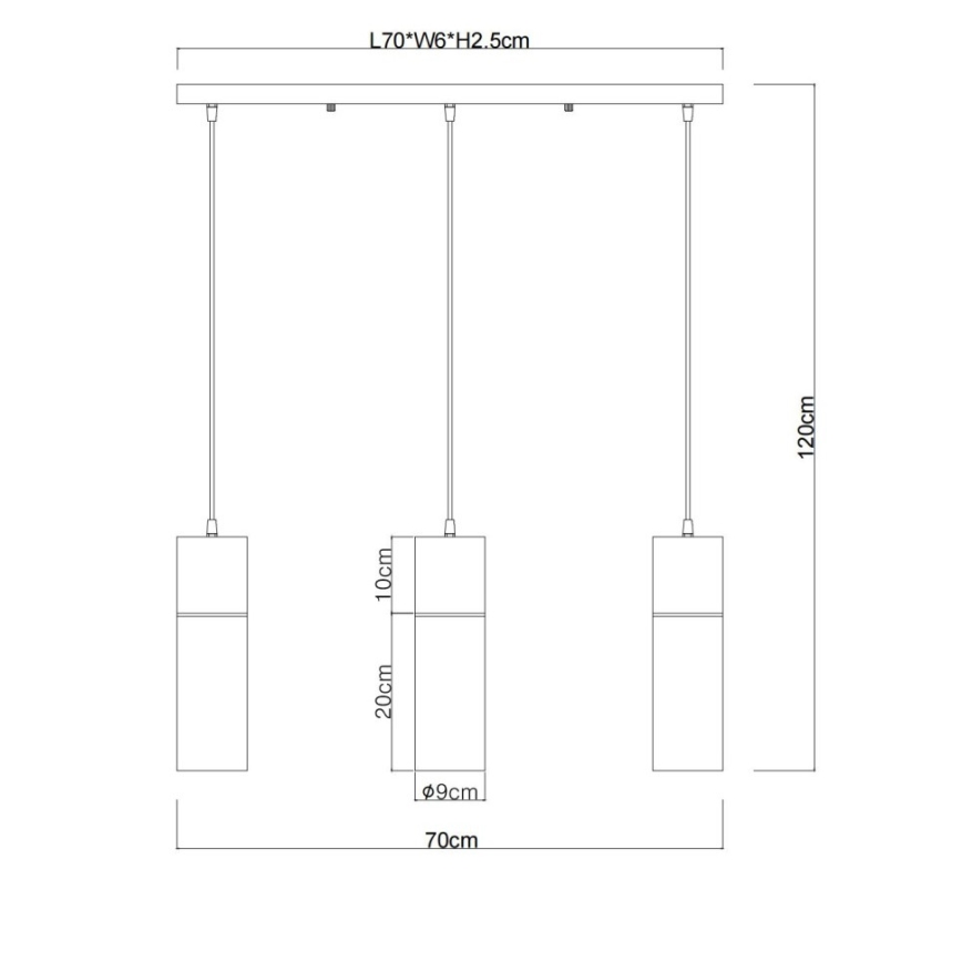 Globo - Lustră suspendată pe cablu 3xE27/25W/230V neagră