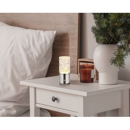 Globo - Lampă de birou LED tactilă reglabilă, LED/2,5W/3,7V 2700K/4000K/6500K 1800 mAh USB crom mat