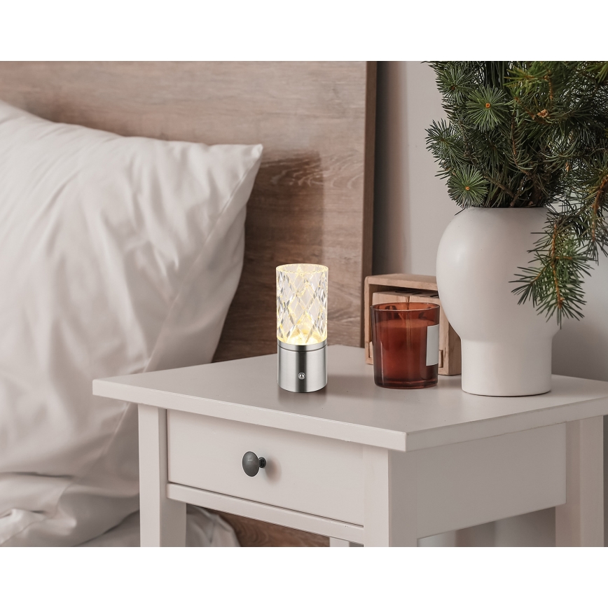 Globo - Lampă de birou LED tactilă reglabilă, LED/2,5W/3,7V 2700K/4000K/6500K 1800 mAh USB crom mat