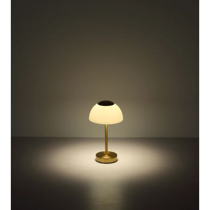 Globo - Lampă de birou LED reîncărcabilă, dimmabilă, 2,5W/5V, 1800 mAh, 2700K/4000K/6500K, alamă