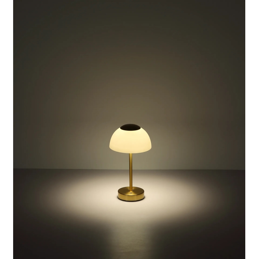 Globo - Lampă de birou LED reîncărcabilă, dimmabilă, 2,5W/5V, 1800 mAh, 2700K/4000K/6500K, alamă