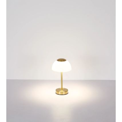 Globo - Lampă de birou LED reîncărcabilă, dimmabilă, 2,5W/5V, 1800 mAh, 2700K/4000K/6500K, alamă