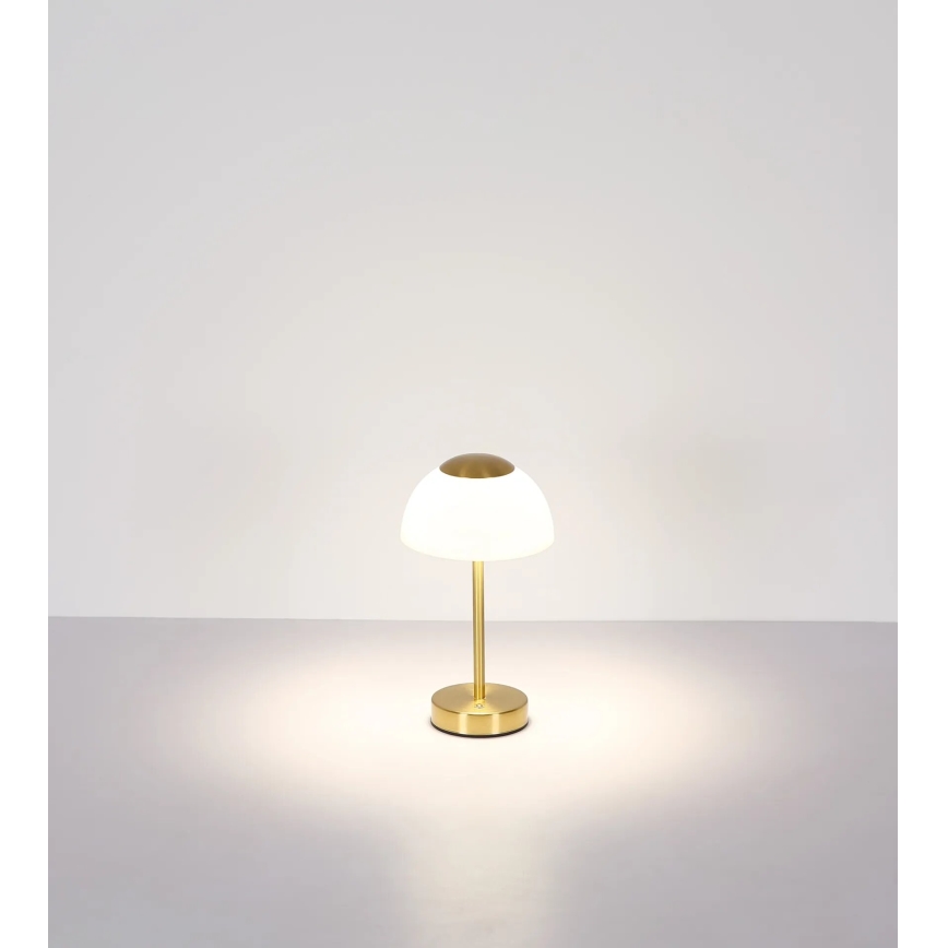 Globo - Lampă de birou LED reîncărcabilă, dimmabilă, 2,5W/5V, 1800 mAh, 2700K/4000K/6500K, alamă