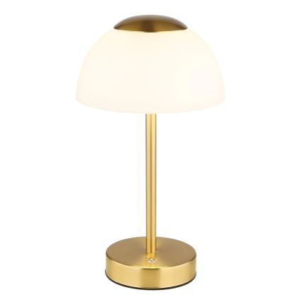 Globo - Lampă de birou LED reîncărcabilă, dimmabilă, 2,5W/5V, 1800 mAh, 2700K/4000K/6500K, alamă