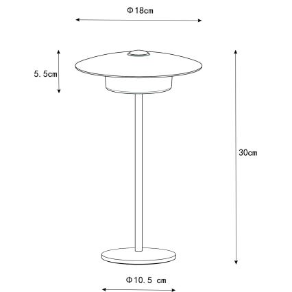Globo - Lampă de masă reîncărcabilă tactilă LED pentru exterior, LED/3W/3,7V, 1800/2700/3000K, IP44, 1800 mAh, gri