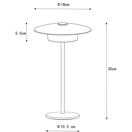 Globo - Lampă de masă LED tactilă de exterior, reîncărcabilă LED/3W/3,7V 1800/2700/3000K IP44 1800 mAh albă