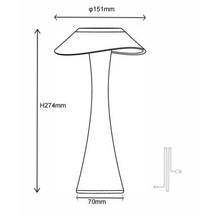 Globo - Lampă de birou LED reîncărcabilă cu reglare a luminozității LED/2,5W/3,7V 1200 mAh 2700/4500/6500K aurie