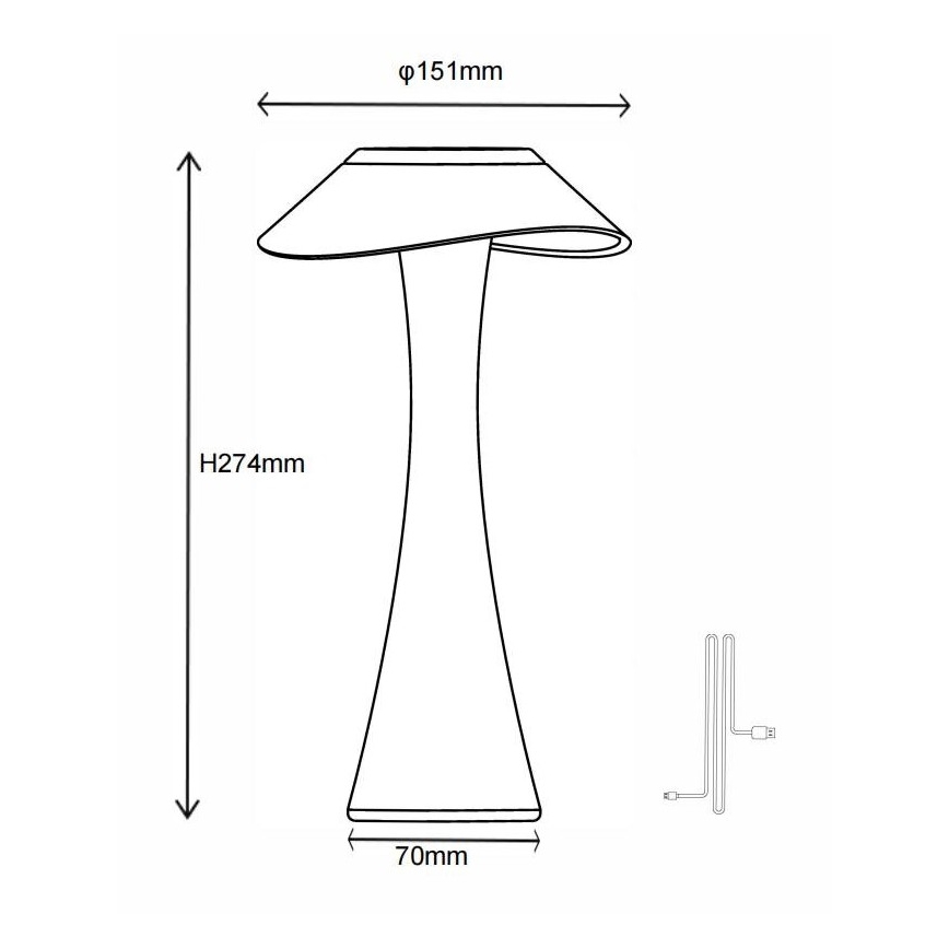 Globo - Lampă de birou LED reîncărcabilă cu reglare a luminozității LED/2,5W/3,7V 1200 mAh 2700/4500/6500K aurie