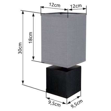 Globo 21628ALU - Lampă de masă VALENTINO, 1xE27/7W/230V, negru/antracit