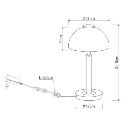 Globo - Lampă de masă tactilă dimabilă cu LED, 7W, 230V, 3000K, crom mat