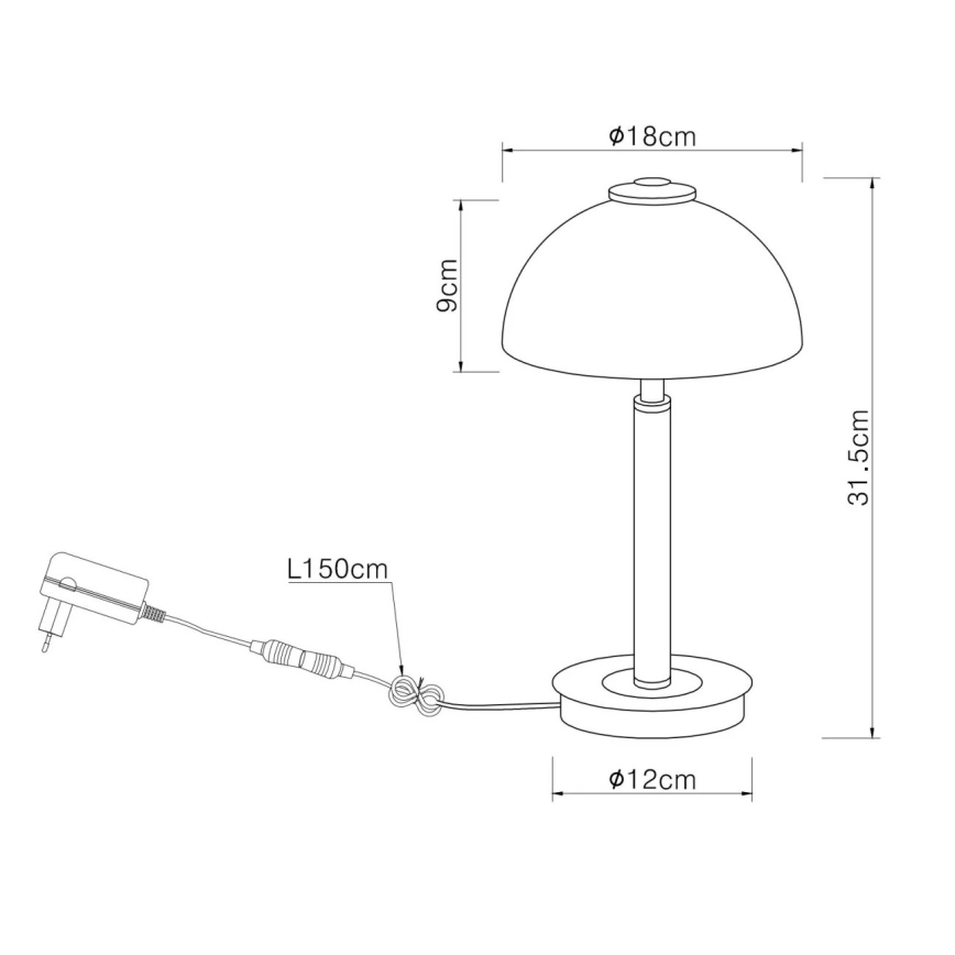 Globo - Lampă de masă tactilă dimabilă cu LED, 7W, 230V, 3000K, crom mat