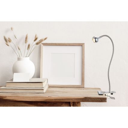 Globo - Lampă LED flexibilă cu clemă LED/3W/230V crom mat