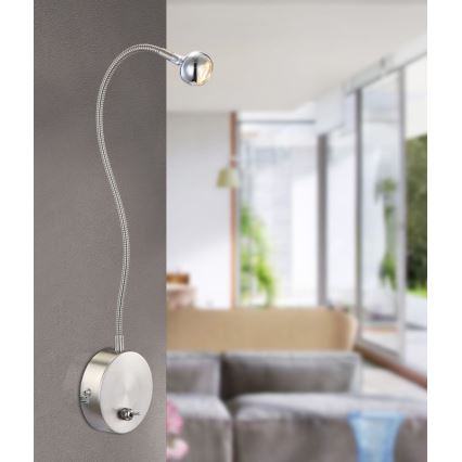 Globo - Lampă flexibilă LED, 3W/230V, crom lucios