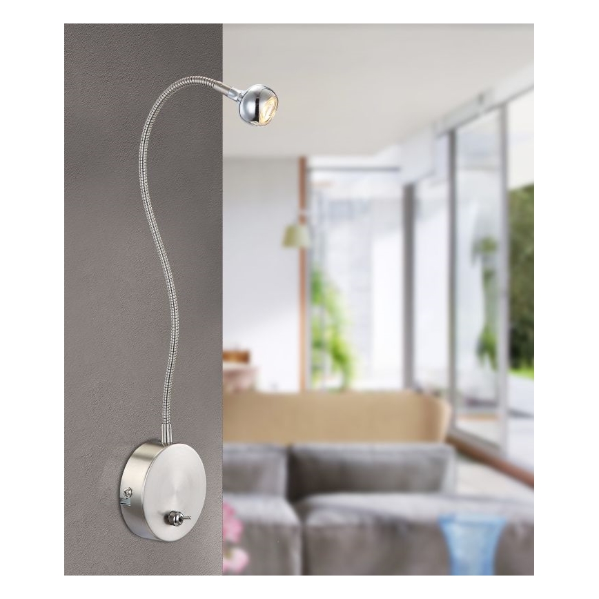 Globo - Lampă flexibilă LED, 3W/230V, crom lucios