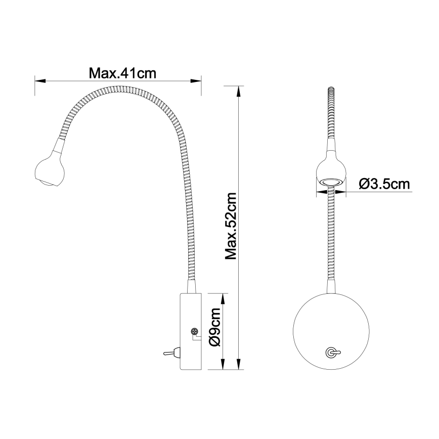 Globo - Lampă flexibilă LED, 3W/230V, crom lucios