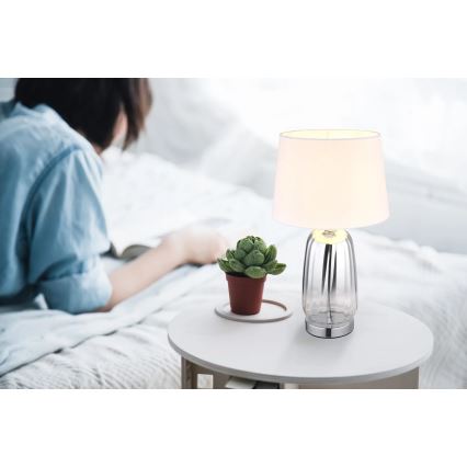 Globo - Lampă de masă 1xE27/40W/230V alb/argintiu