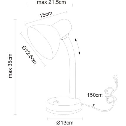 Globo - Lampă de masă 1xE27/40W/230V neagră