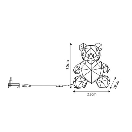 Globo - Lampă decorativă LED de masă, în ambalaj cadou, LED/6W/5V USB, urs