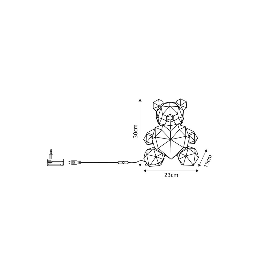 Globo - Lampă decorativă LED de masă, în ambalaj cadou, LED/6W/5V USB, urs
