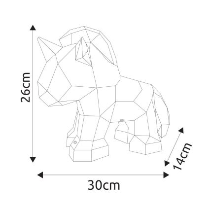 Globo - Decorațiune de masă LED reîncărcabilă cu intensitate reglabilă, LED/4W/5V, 1800 mAh, unicorn