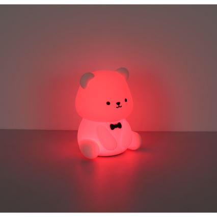 Globo - Lampă de veghe reîncărcabilă pentru copii, LED RGBW dimabilă, LED/1W/5V, 1200 mAh, în formă de ursuleț