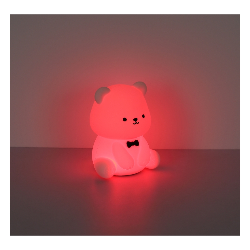 Globo - Lampă de veghe reîncărcabilă pentru copii, LED RGBW dimabilă, LED/1W/5V, 1200 mAh, în formă de ursuleț