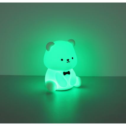 Globo - Lampă de veghe reîncărcabilă pentru copii, LED RGBW dimabilă, LED/1W/5V, 1200 mAh, în formă de ursuleț