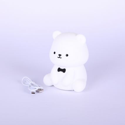 Globo - Lampă de veghe reîncărcabilă pentru copii, LED RGBW dimabilă, LED/1W/5V, 1200 mAh, în formă de ursuleț