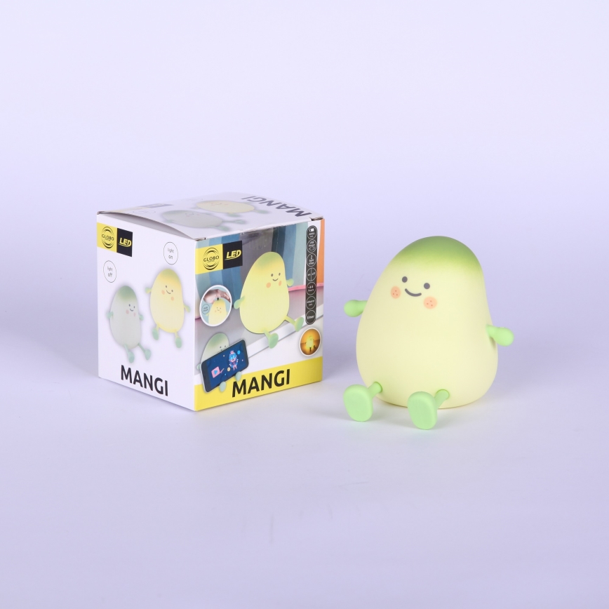 Globo - Lampă de veghe pentru copii, LED RGBW, reîncărcabilă și reglabilă, LED/2W/5V, 1200 mAh, mango