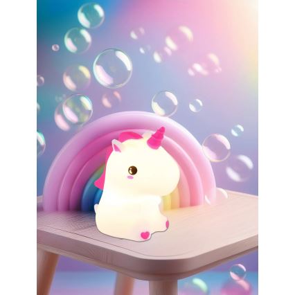 Globo - Lampă de veghe LED RGBW reîncărcabilă și reglabilă pentru copii, LED/1,5W/5V, 1200 mAh, unicorn