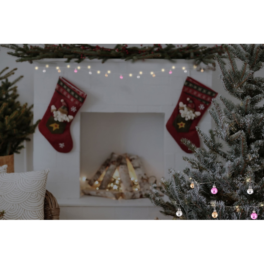 Globo - Ghirlandă LED, 20 LED-uri, 2,2 m, alimentare 2x AA, alb cald