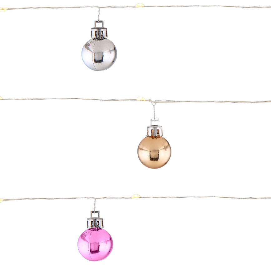 Globo - Ghirlandă LED, 20 LED-uri, 2,2 m, alimentare 2x AA, alb cald