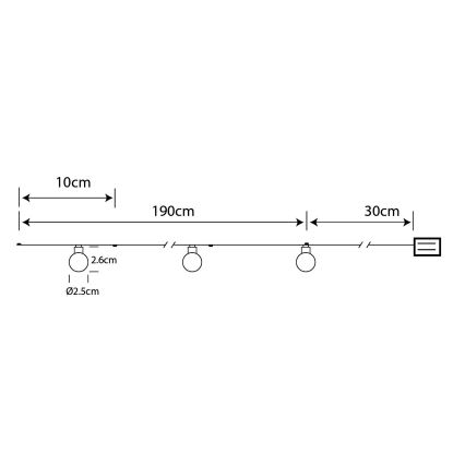 Globo - Ghirlandă LED, 20 LED-uri, 2,2 m, alimentare 2x AA, alb cald