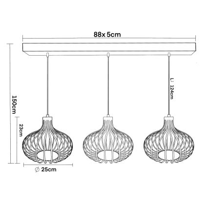 Globo - Lustru suspendat cu cablu 3xE27/40W/230V bej